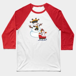 Snowman and Snowchild Baseball T-Shirt